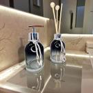 Kit Lavabo Preto Decoração Completo De Vidro Luxo Difusor Saboneteira Banheiro Premium