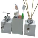 Kit Lavabo Saboneteira Porta Sabonete Líquido Aromatizador Difusor Porta Escova De Dentes Pincel Maquiagem-Organizadores Jogo Banheiro-Branco e Prata Kit Lavabo Saboneteira Porta Sabonete Líquido Aromatizador Difusor Porta Escova De Dentes Pincel Maquiagem-Organizadores Jogo Banheiro-Branco e Prata