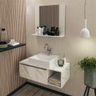 Kit Lavabo Suspenso com Cuba e Espelho Branco Mármore Branco Tecno Mobili Kit Lavabo Suspenso com Cuba e Espelho Branco Mármore Branco Tecno Mobili