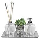 Kit Lavabo Vidro Estrela Sabonete Difusor 280ml Bandeja Luxo