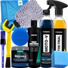 Kit Lavagem Completa Para Moto Carro Shampoo Moto-V Revitalizador de plasticos Rejuvex Cera Cristalizadora Tok Final