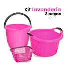 Kit Lavanderia 3 Peças Balde Bacia Cesto Prendedor Multiuso