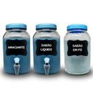 Kit Lavanderia 3 Vidros Para Deixar Sua Lavanderia Organizada, Sabão Em Pó, Sabão Liquido, Amaciante