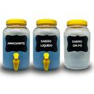 Kit Lavanderia 3 Vidros Para Deixar Sua Lavanderia Organizada, Sabão Em Pó, Sabão Liquido, Amaciante