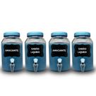 Kit lavanderia 4 potes com torneira sabão liquido, amaciante ou outros 3 litros cada c lousa e giz