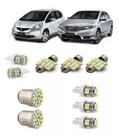 Kit Led Branco Honda Fit E City Farolete Luz Placa Ré Teto
