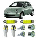 Kit Led Interno Externo Fiat 500 Teto Placa Farolete Ré Top