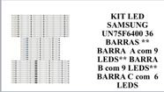 Kit led tv un75f6400 un75f5500 36 barras tensão 3v