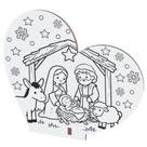 Kit Lembrancinha Natal MDF Coração para Colorir Presépio e Papai Noel