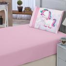 Kit Lençol Elásticado Liso Fronha Estampada 2 Peças Menino Menina Decoração Quarto Infantil