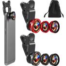 Kit Lentes Celular Universal Iphone Android Tablet Clip 3x1 Olho de Peixe Fish Eye Macro Wide Pro