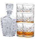 Kit Licoreira Garrafa De Vidro Para Whisky + 6 Copos De Whisky Mini Bar Em Casa Decoração Uisque