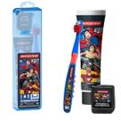 Kit liga da justiça - gel + escova + fio dental -dentalclean