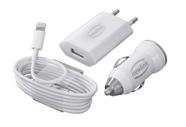 Kit Lightning 3 Em 1 - Android - Cabo de Dados/Carregador Automotivo Branco e Tomada KT200 Newlink Kit Lightning 3 Em 1 - Android - Cabo de Dados/Carregador Automotivo Branco e Tomada KT200 Newlink
