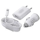 Kit lightning 3 em 1, cabo, carregador de tomada e veicular branco kt200 newlink Kit lightning 3 em 1, cabo, carregador de tomada e veicular branco kt200 newlink