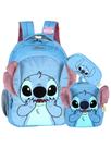 Kit Lilo Stitch Mochila Costas + Lancheira + Estojo Pelúcia