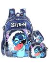 Kit Lilo Stitch Mochila Costas + Lancheira + Estojo T Menino