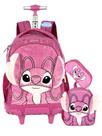 Kit Lilo Stitch Mochila Rodas + Lancheira + Estojo Pelúcia
