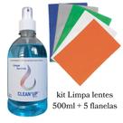 Kit Limpa Lentes CleanUp 500ml Para Óculos Celular Computador Tablet + 5 Flanelas Microfibra Suede Kit Limpa Lentes CleanUp 500ml Para Óculos Celular Computador Tablet + 5 Flanelas Microfibra Suede