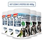 KIT LIMPA TÓCA COM 5 POTES DE 400 G - Eliminador De Odores Pet - Tira cheiro de xixi
