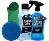Kit Limpa Vidros Super Cera Pano Microfibra Aplicador Vintex Kit Limpa Vidros Super Cera Pano Microfibra Aplicador Vintex