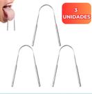 kit Limpador de Língua Raspador Aço Inox Higiene Bucal contra mau hálito
