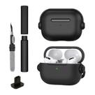 Kit Limpador para Fones e Capa Protetora de Silicone Nerdcase Compatível com AirPods Pro 3, Music Preta