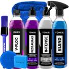 Kit limpeza automotiva shampoo concentrado v floc renovador de plasticos intense proteção prolongada blend revitalizador restaurax vonixx