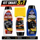 Kit Limpeza Carro 3x1 Lava Autos Pretinho Silicone Gel Cera Lavagem Completa Brilho e Proteção Total Kit:Kit Completo 3x