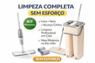Kit limpeza completa mop spray 3 em 1 mop flat 360 lava seca balde inox limpa e seca sem esforço