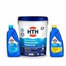 Kit Limpeza Completa Piscina HTH Cloro Tradicional 10kg Limpa Bordas 1L e Maxfloc 1L