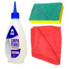 Kit Limpeza de Ferro Passar Roupa com Pano Vermelho Esponja