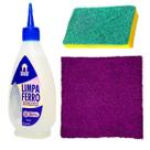 Kit Limpeza de Ferro Passar Roupa Pano Roxo e Esponja