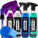 Kit limpeza e proteção cera vitrificadora blend limpeza bactericida sintra fast revitalizador de plasticos intense shampoo neutro v floc vonixx