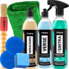 Kit Limpeza Hidratação Couro Plastico Borracha Carro Moto Caminhão Sintra Fast Limpador Revitalizador Plasticos Painel Borracha Verse Hidracouro