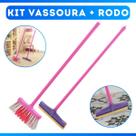 Kit Limpeza Infantil Vassoura Rodo De Brinquedos Cores Sortidas