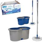 Kit Limpeza Mop 360 Graus13 L Cesto em Plastico + Balde + Pano Microfibra Azul Kit Limpeza Mop 360 Graus13 L Cesto em Plastico + Balde + Pano Microfibra Azul