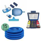 Kit Limpeza Piscina + 15 Metros Mangueira + Kit Teste PH