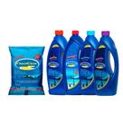 Kit limpeza tratamento piscina - cloro 1kg - clarificante - algicida 2 em 1- limpa bordas- ph+