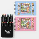 Kit Livro Colorir + 36 Canetinha Ponta Dupla Bobbie Goods