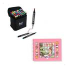 Kit Livro de colorir 50 Páginas Capa Dura + Canetinhas Touch 36 Cores