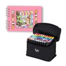 Kit Livro de Colorir 80 Canetinhas 50 Páginas Capa Dura Pintura Desenhos