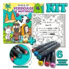 KIT Livro de Colorir Blessed e Cute - VERSÍCULOS DE MOTIÇÃO + 6 Canetas Touch Pontas Duplas Sortidas