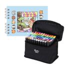 Kit Livro de Colorir Bobbie Goods 80 Canetinhas Ponta Dupla Marcador 50 Páginas Pintura Desenhos Capa Dura - Boobie Gods