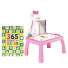 Kit Livro de Colorir C/ Mesa Projetora Unicórnio + Canetinhas de Desenhos Interativa Infantil