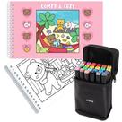 Kit Livro De Colorir Tik Tok Comfy And Cozy Blue 48 Desenhos + 24 Canetinhas Ponta Dupla