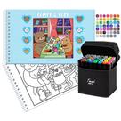Kit Livro De Colorir TikToker Comfy and Cozy Blue 48 Desenhos + 48 Canetinhas Ponta Dupla