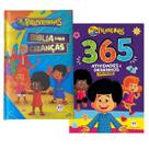 KIT Livro Devocional 365 Atividades e Desenhos para Colorir e Bíblia para a Criança 3 Palavrinhas Brochura