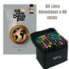 KIT Livro Devocional Café Com Deus Pai Edição 2026 Marca Página e Kit de 60 cores de caneta ponta dupla KIT Livro Devocional Café Com Deus Pai Edição 2026 Marca Página e Kit de 60 cores de caneta ponta dupla