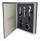 Kit Livro Vinho Luxo Top Abridor Saca Rolhas Tampa 05 Pçs